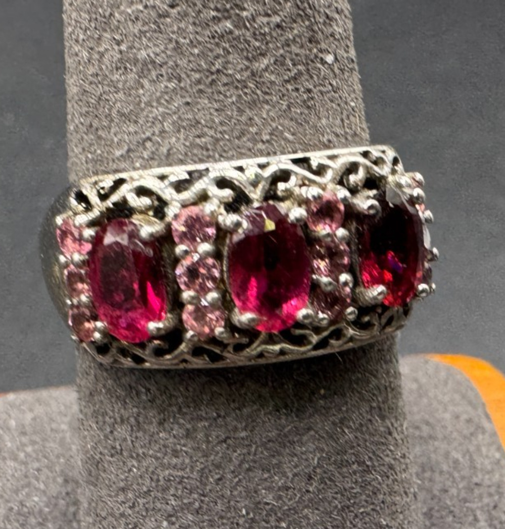 Chuck Clemency STS Sterling Silver 925 Rhodolite Garnet Cocktail Ring Sz 9